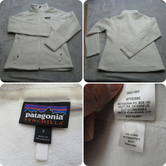 Patagonia Jacket Womens Small White Classic‎ Synchilla Fleece Full Zip Logo - Picture 1 of 15